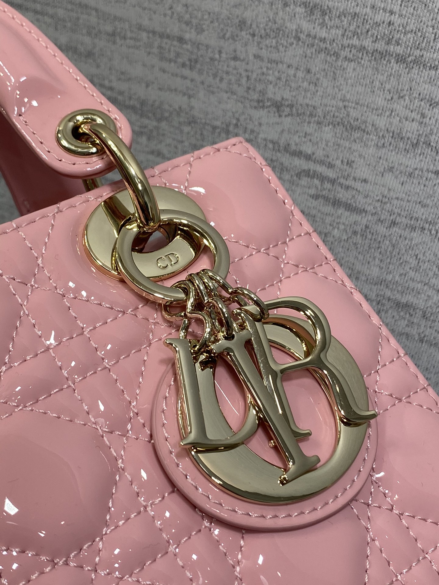 Small Lady Dior Bag Pink Patent Cannage Calfskin